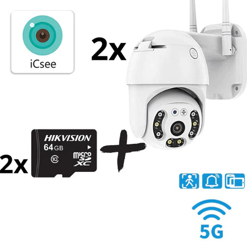 2бр. WIFI Външна Камера С Две Антени Нощно Виждане FULL HD 1080P + 2бр. SD карта 64gb