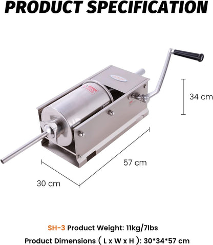 Пълначка за колбаси 3/5/7л Хоризонтална - Неръждаема Стомана