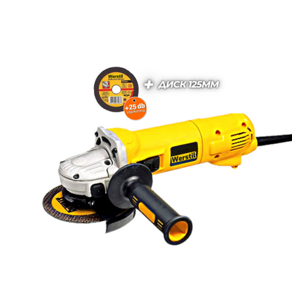 Γωνιακός μύλος 125mm 800W WERSTIL MAX, 11000 RPM, Κίτρινο